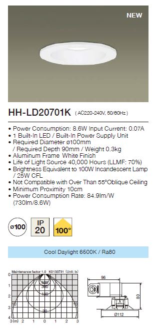 Panasonic LED Downlight  HH-LD20701K