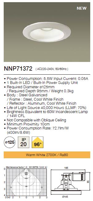 Panasonic LED Downlight  NNP71372